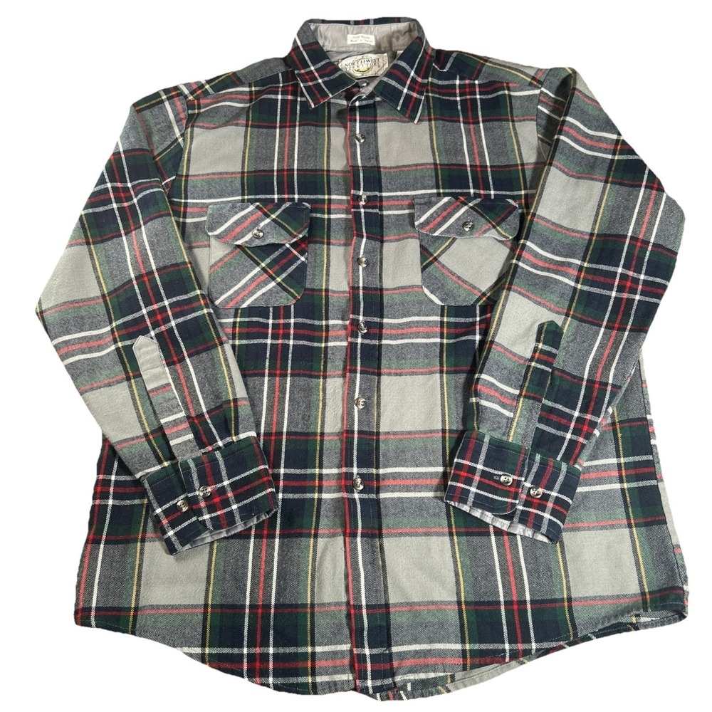 Vintage Northwest Territory Shirt Men's L Tartan Plaid Flannel 80s Outdoor Camp - Picture 2 of 5